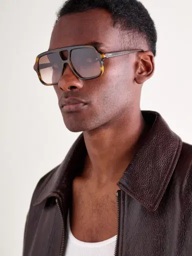 Loewe Slim Havana Rectangular Acetate Sunglasses - Men | Thumbnail 2