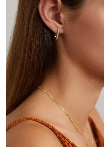 L’Atelier Nawbar Lock Ray Small 18-karat Gold, Mother-of-pearl And Diamond Earrings | Thumbnail 2