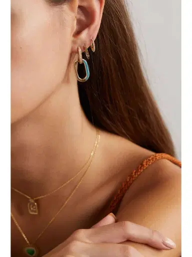 L’Atelier Nawbar Lock Ray Small 18-karat Gold, Mother-of-pearl And Diamond Earrings | Thumbnail 6
