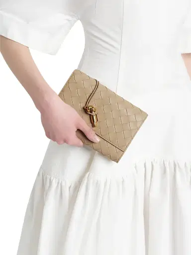 Bottega Veneta Women's Andiamo Intrecciato Leather Shoulder Bag - Ecru Muse Brass | Thumbnail 3