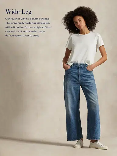 Polo Ralph Lauren Women's High-Rise Wide-Leg Crop Jeans - Mylio Wash | Thumbnail 7