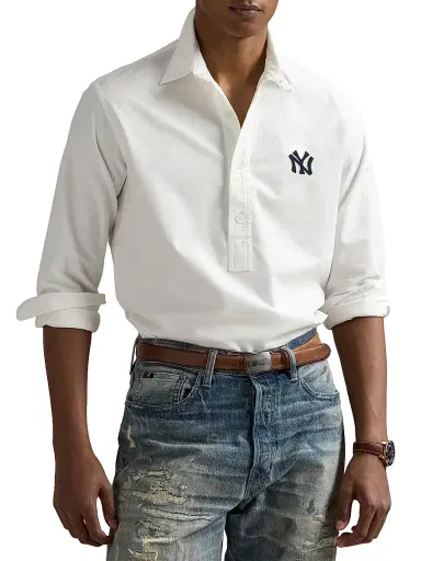 Polo Ralph Lauren Men's Yankees Oxford Shirt - White | Thumbnail 4 Polo Ralph Lauren Men's Yankees Oxford Shirt - White | Thumbnail 4