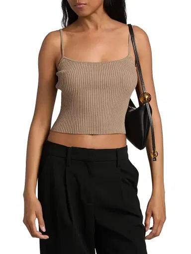 Staud Women's Soleil Rib-Knit Tank - Taupe - Size XL | Thumbnail 3 Staud Women's Soleil Rib-Knit Tank - Taupe - Size XL | Thumbnail 3