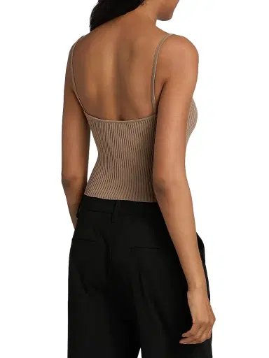 Staud Women's Soleil Rib-Knit Tank - Taupe - Size XL | Thumbnail 5 Staud Women's Soleil Rib-Knit Tank - Taupe - Size XL | Thumbnail 5