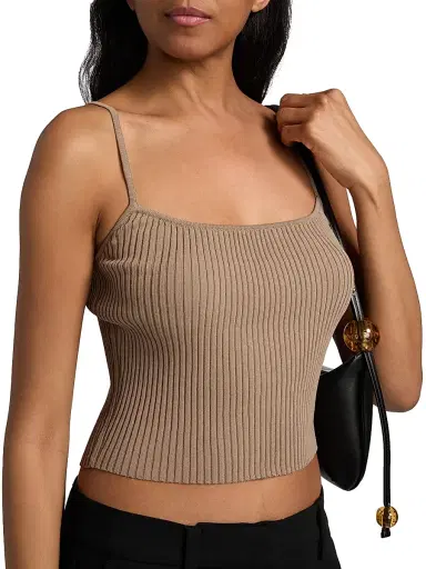 Staud Women's Soleil Rib-Knit Tank - Taupe - Size XL | Thumbnail 6 Staud Women's Soleil Rib-Knit Tank - Taupe - Size XL | Thumbnail 6