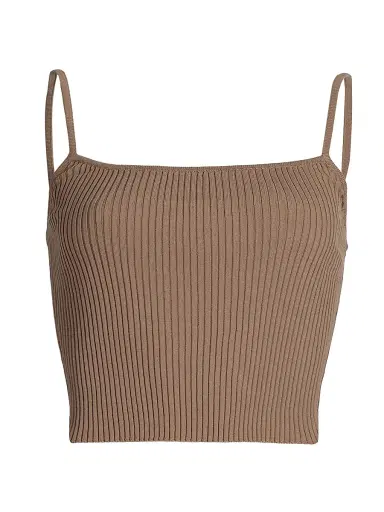 Staud Women's Soleil Rib-Knit Tank - Taupe - Size XL | Thumbnail 1 Staud Women's Soleil Rib-Knit Tank - Taupe - Size XL | Thumbnail 1