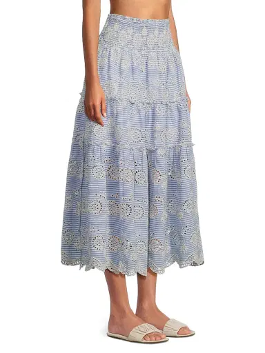 Change of Scenery Women's Charlie Eyelet Smocked Skirt - Sky Natural - Size Medium | Thumbnail 4 Change of Scenery Women's Charlie Eyelet Smocked Skirt - Sky Natural - Size Medium | Thumbnail 4
