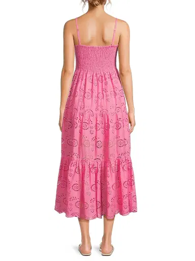 Change of Scenery Women's Jillian Eyelet Midi-Dress - Hibiscus - Size Large | Thumbnail 5 Change of Scenery Women's Jillian Eyelet Midi-Dress - Hibiscus - Size Large | Thumbnail 5