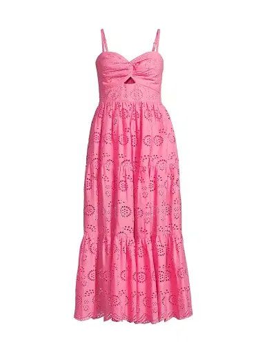 Change of Scenery Women's Jillian Eyelet Midi-Dress - Hibiscus - Size Large | Thumbnail 1 Change of Scenery Women's Jillian Eyelet Midi-Dress - Hibiscus - Size Large | Thumbnail 1