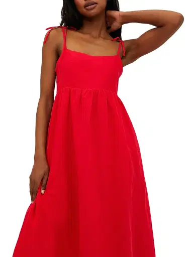 BEACH RIOT Women's Valory Cotton-Linen Maxi Dress - Red - Size Medium | Thumbnail 6