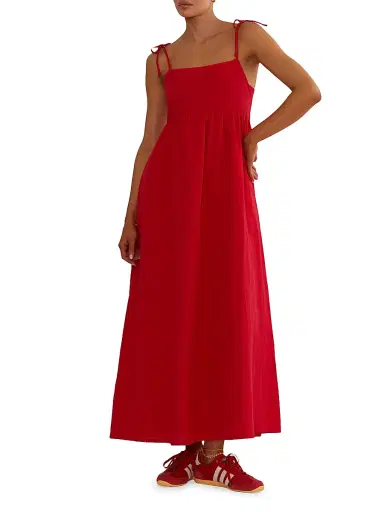 BEACH RIOT Women's Valory Cotton-Linen Maxi Dress - Red - Size Medium | Thumbnail 7
