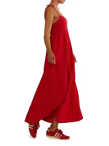 BEACH RIOT Women's Valory Cotton-Linen Maxi Dress - Red - Size Medium | Thumbnail 9