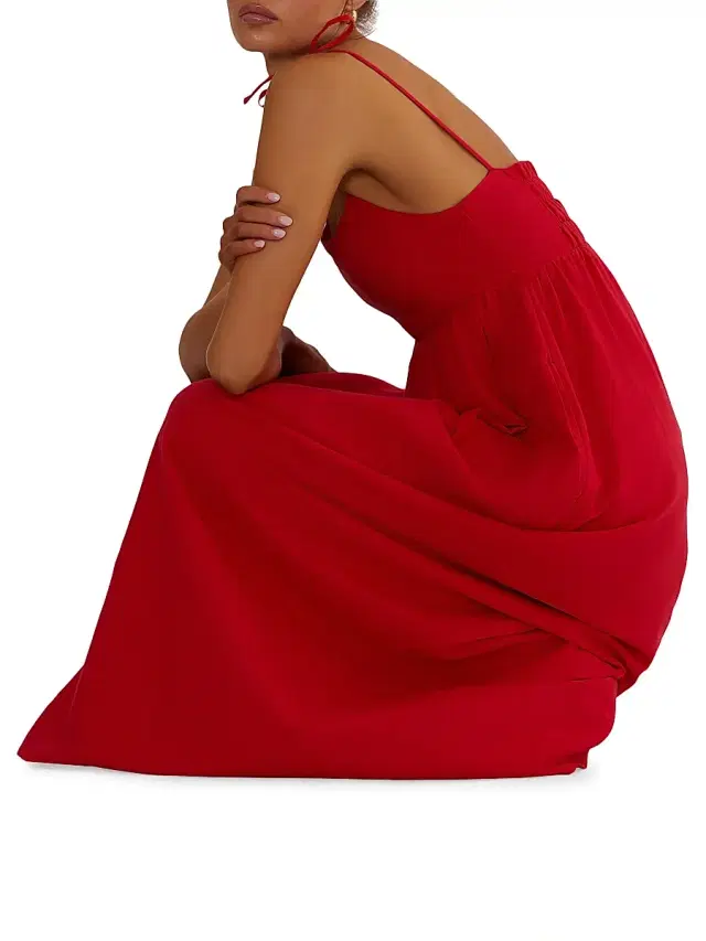 BEACH RIOT Women's Valory Cotton-Linen Maxi Dress - Red - Size Medium