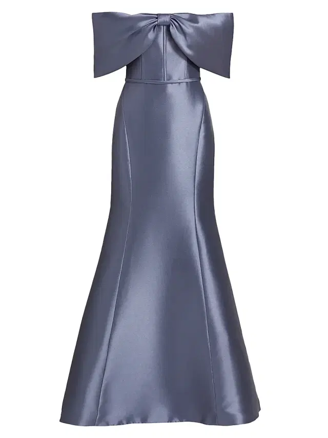 Amsale Women's Mikado Off-The-Shoulder Gown - Slate
