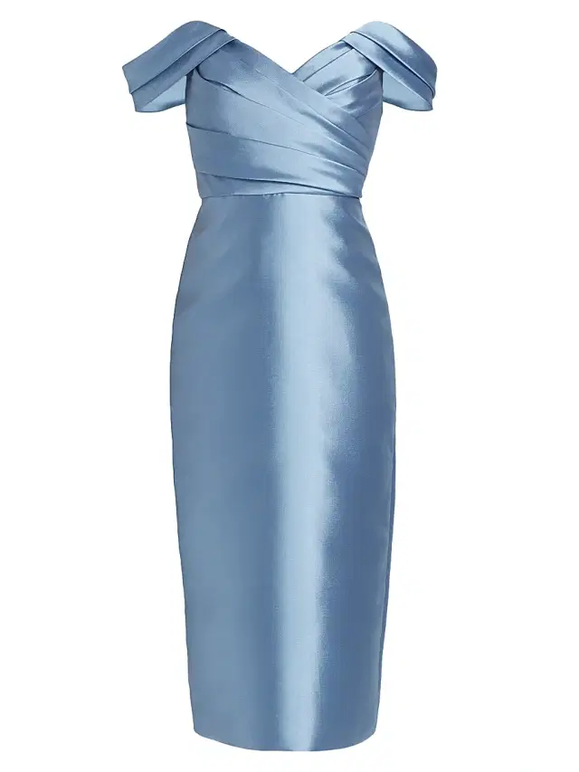 Amsale Women's Mikado Off-The-Shoulder Cocktail Dress - Smokey Blue
