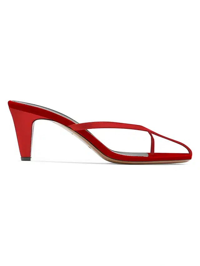 Neous Women's Antares Leather Kitten Heel Sandals - Red