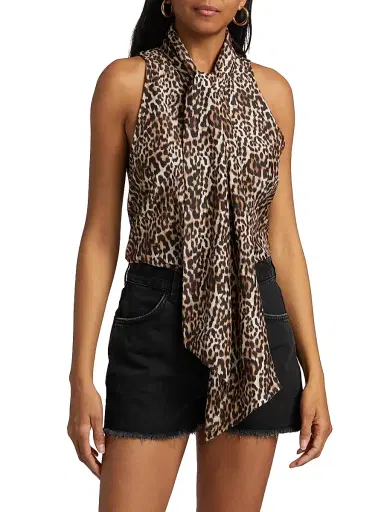 BLK DNM Women's Blouse 106 - Brown Leo - Size 6 | Thumbnail 3