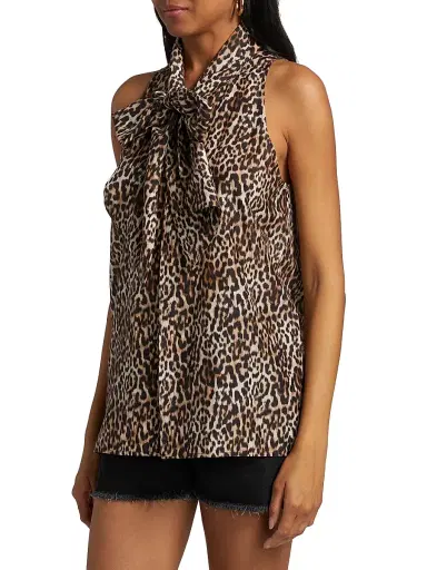 BLK DNM Women's Blouse 106 - Brown Leo - Size 6 | Thumbnail 4