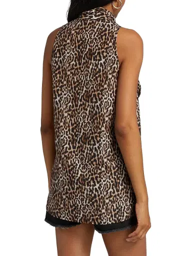 BLK DNM Women's Blouse 106 - Brown Leo - Size 6 | Thumbnail 5