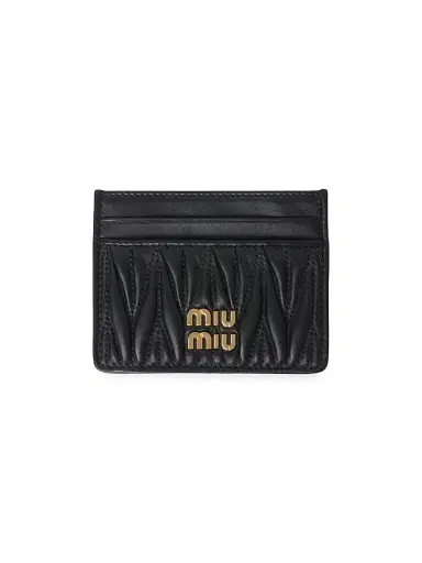 Miu Miu Women's Matelassé Nappa Leather Card Holder - Black | Thumbnail 1 Miu Miu Women's Matelassé Nappa Leather Card Holder - Black | Thumbnail 1