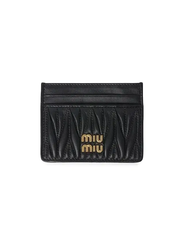 Women's Matelassé Nappa Leather Card Holder - Black
