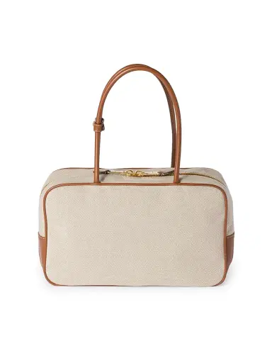 Miu Miu Women's Beau Canvas and Leather Top Handle Bag - Beige Khaki | Thumbnail 5 Miu Miu Women's Beau Canvas and Leather Top Handle Bag - Beige Khaki | Thumbnail 5