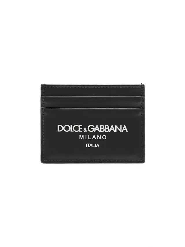Men's Leather Card Case - Black White