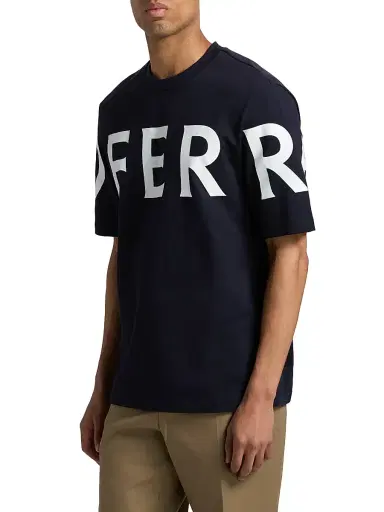 FERRAGAMO Men's Logo Crewneck T-Shirt - New Navy White | Thumbnail 4 FERRAGAMO Men's Logo Crewneck T-Shirt - New Navy White | Thumbnail 4