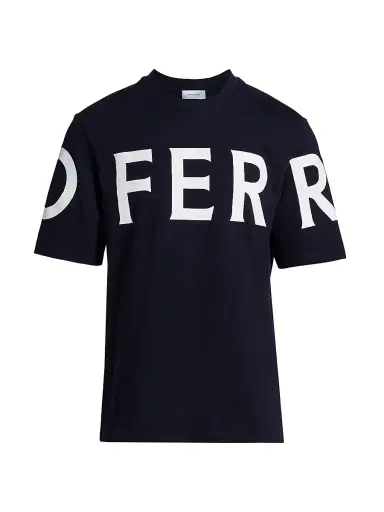 FERRAGAMO Men's Logo Crewneck T-Shirt - New Navy White | Thumbnail 1 FERRAGAMO Men's Logo Crewneck T-Shirt - New Navy White | Thumbnail 1