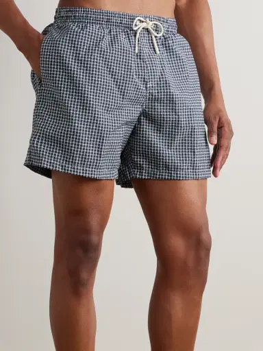 Loro Piana Daneu Straight-Leg Mid-Length Checked Swim Shorts - Men | Thumbnail 2
