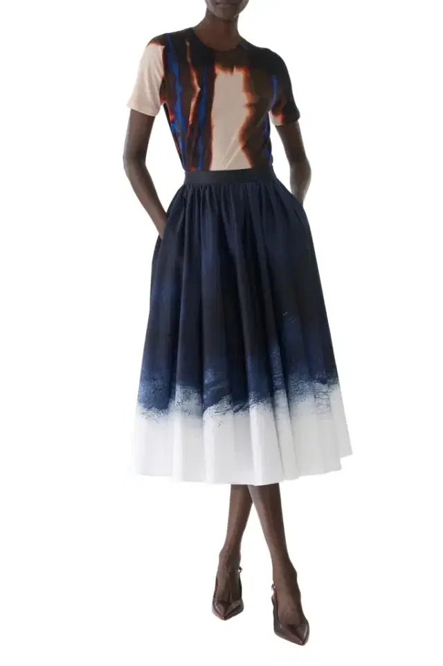 Jason Wu Collection BRUSHED CANVAS PRINTED STRETCH COTTON CIRCLE SKIRT
