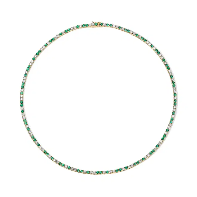 Stephanie Gottlieb Grace Green Emerald and Diamond Tennis Necklace