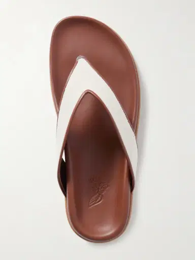Ancient Greek Sandals Charys Leather-trimmed Canvas Flip Flops | Thumbnail 5 Ancient Greek Sandals Charys Leather-trimmed Canvas Flip Flops | Thumbnail 5