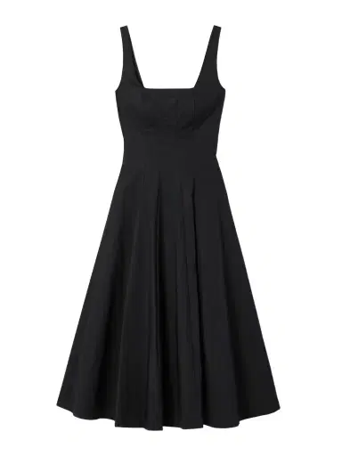 Staud Wells Pleated Cotton-blend Poplin Midi Dress | Thumbnail 1 Staud Wells Pleated Cotton-blend Poplin Midi Dress | Thumbnail 1