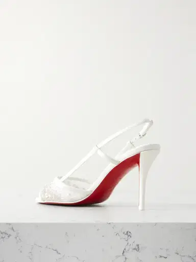 Christian Louboutin Miss Z 80 Embellished Mesh And Leather Slingback Sandals | Thumbnail 3 Christian Louboutin Miss Z 80 Embellished Mesh And Leather Slingback Sandals | Thumbnail 3