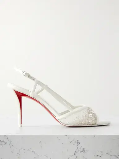 Christian Louboutin Miss Z 80 Embellished Mesh And Leather Slingback Sandals | Thumbnail 1 Christian Louboutin Miss Z 80 Embellished Mesh And Leather Slingback Sandals | Thumbnail 1