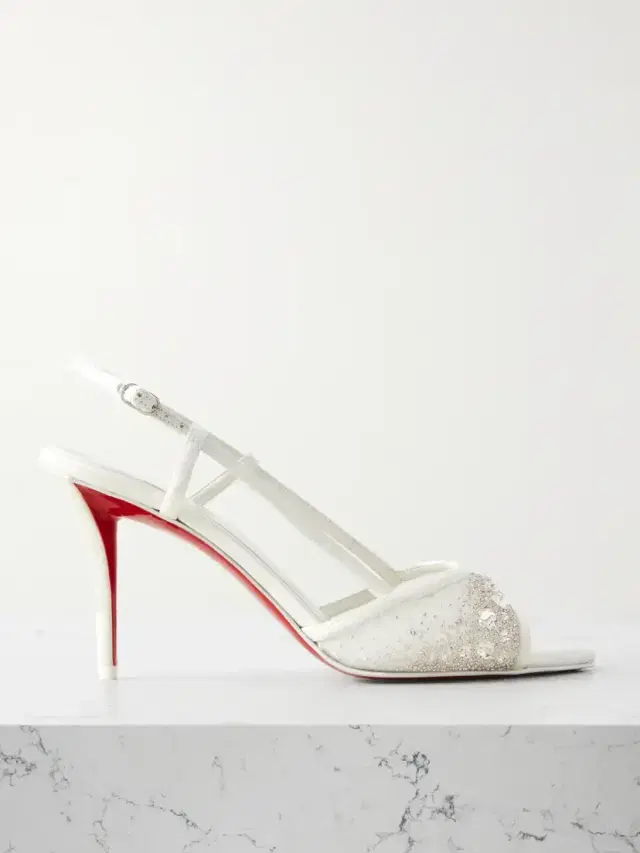 Christian Louboutin Miss Z 80 Embellished Mesh And Leather Slingback Sandals
