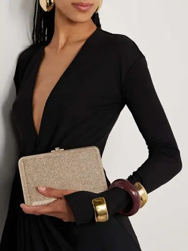 Judith Leiber Couture Slim Slide Crystal-embellished Gold-tone Clutch | Thumbnail 2