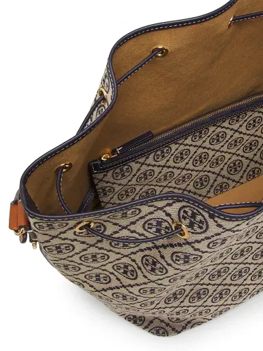 Tory Burch Women's T Monogram Oversized Bucket Bag - Tory Navy | Thumbnail 4