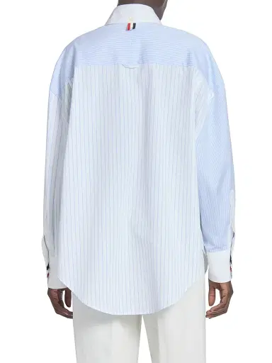 Thom Browne Women's Striped Cotton Poplin Supersized Button-Down Shirt - Light Blue - Size 8 | Thumbnail 5 Thom Browne Women's Striped Cotton Poplin Supersized Button-Down Shirt - Light Blue - Size 8 | Thumbnail 5