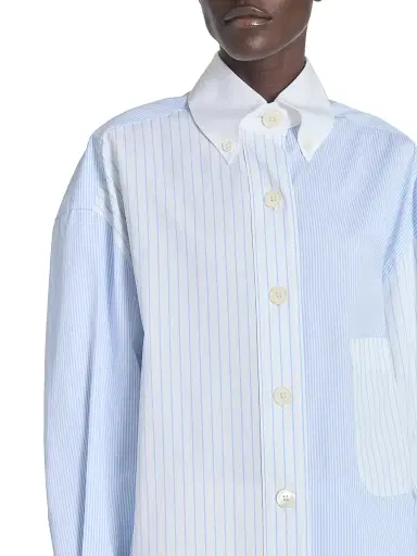 Thom Browne Women's Striped Cotton Poplin Supersized Button-Down Shirt - Light Blue - Size 8 | Thumbnail 6 Thom Browne Women's Striped Cotton Poplin Supersized Button-Down Shirt - Light Blue - Size 8 | Thumbnail 6