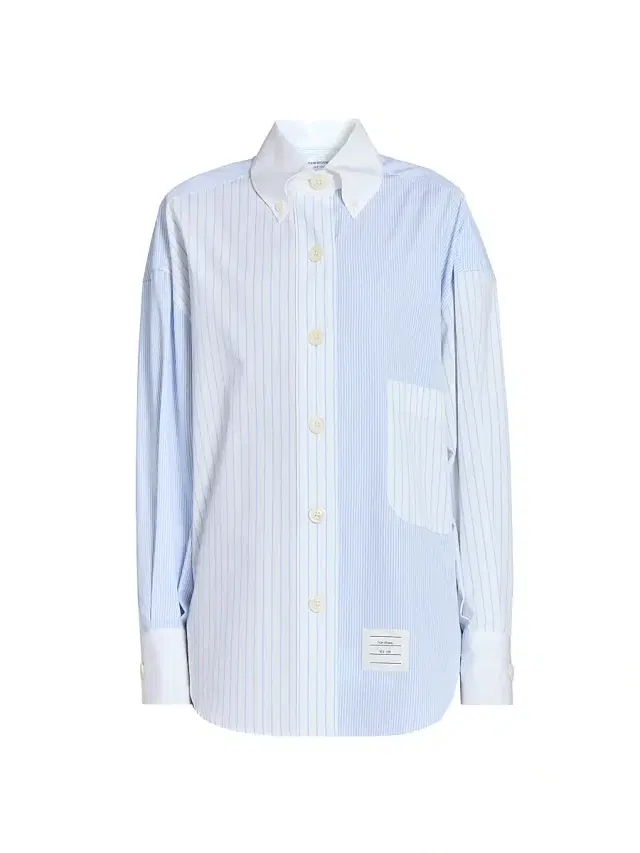 Women's Striped Cotton Poplin Supersized Button-Down Shirt - Light Blue
