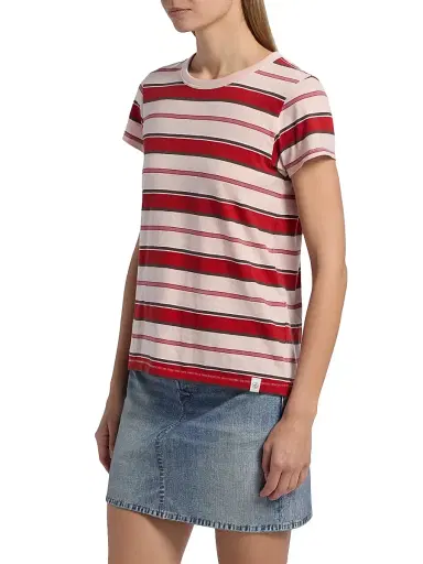rag & bone Women's The Slub Stripe T-Shirt - Pink Multi | Thumbnail 4