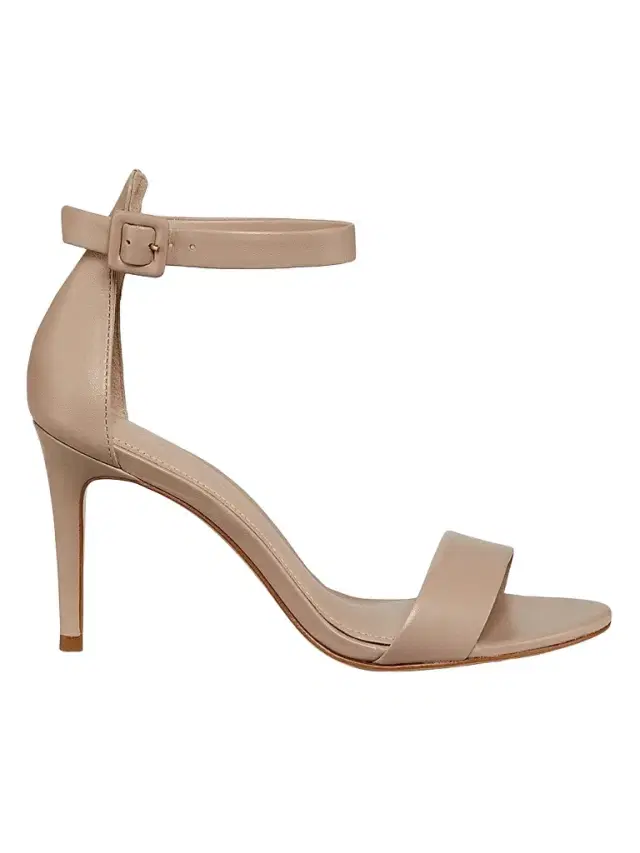 Saks Fifth Avenue Women's 85MM Leather Ankle-Strap Sandals - Beige
