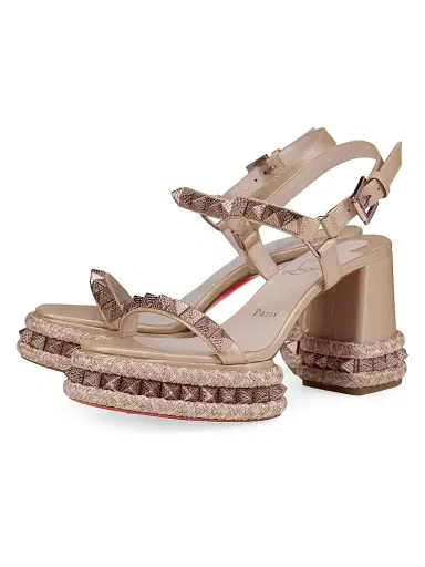 Christian Louboutin Women's Superaclou 85MM Leather Sandals - Leche | Thumbnail 2 Christian Louboutin Women's Superaclou 85MM Leather Sandals - Leche | Thumbnail 2