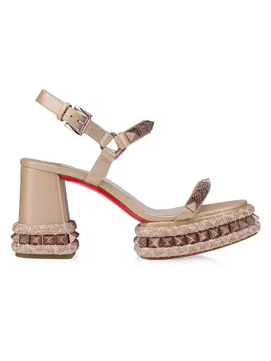 Christian Louboutin Women's Superaclou 85MM Leather Sandals - Leche | Thumbnail 1 Christian Louboutin Women's Superaclou 85MM Leather Sandals - Leche | Thumbnail 1