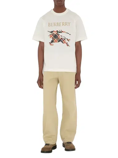 Burberry Men's Ryan Cross-Stitch EKD Cotton T-Shirt - Chalk - Size XXXL | Thumbnail 2 Burberry Men's Ryan Cross-Stitch EKD Cotton T-Shirt - Chalk - Size XXXL | Thumbnail 2