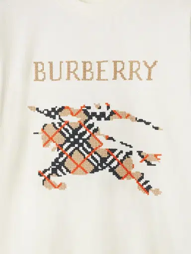 Burberry Men's Ryan Cross-Stitch EKD Cotton T-Shirt - Chalk - Size XXXL | Thumbnail 6 Burberry Men's Ryan Cross-Stitch EKD Cotton T-Shirt - Chalk - Size XXXL | Thumbnail 6