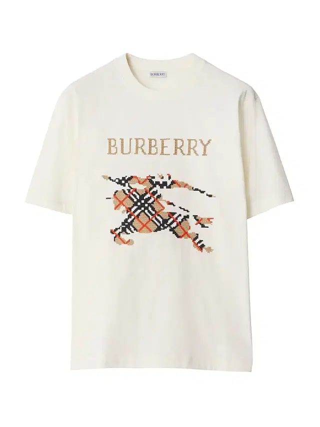 Burberry Men's Ryan Cross-Stitch EKD Cotton T-Shirt - Chalk