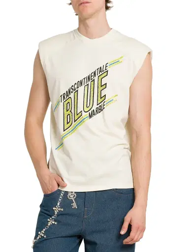 Bluemarble Men's Padded Shoulder Sleeveless T-Shirt | Thumbnail 3